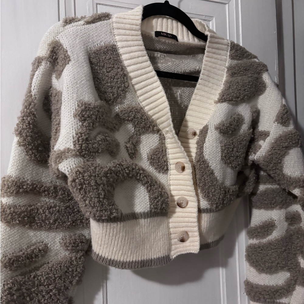 Cozy Cream and Brown Cardigan